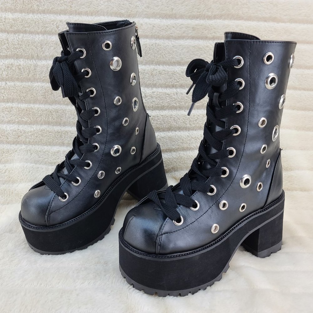Demonia Ranger Platform Lace-Up Front Ankle Boot - Picture 6 of 10